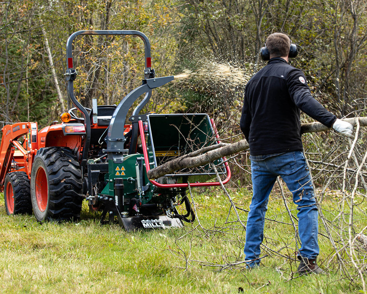 Woodland Mills WC68 shown for MX-8600 vs WC68 PTO wood chipper comparison