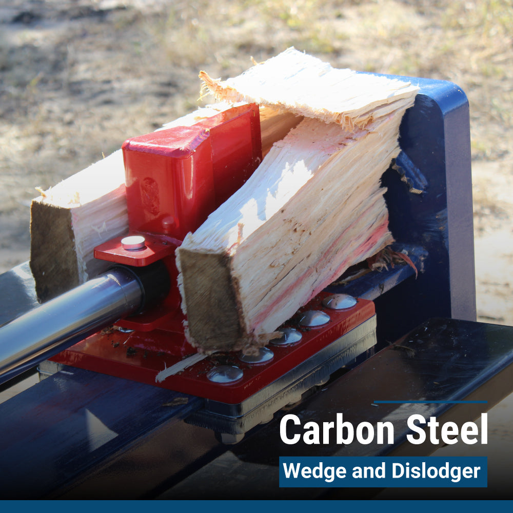 Log splitter carbon steel wedge and dislodger detail